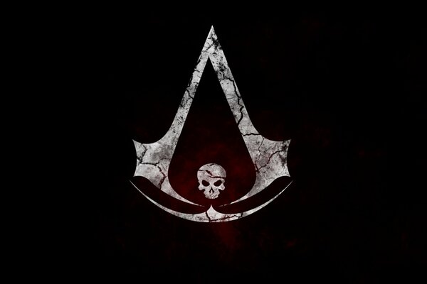 Cartel del juego Assassins Creed Skull sobre fondo negro