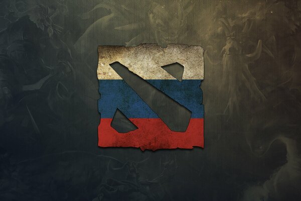 The flag of Russia in the form of the Dota2 logo
