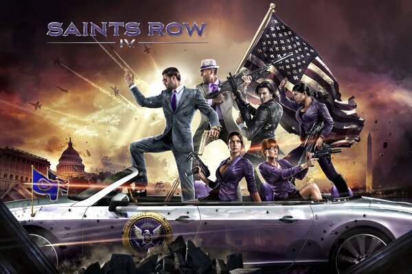 Personnages de saints row 4. deep silver. Washington. brouette avec drapeau