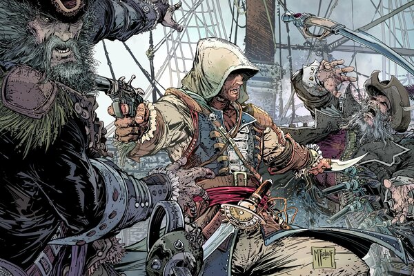 Imagen de Assassins Creed piratas en un barco