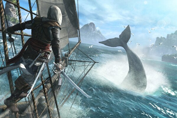 Assassin Creed assassin iv: navire drapeau noir en mer