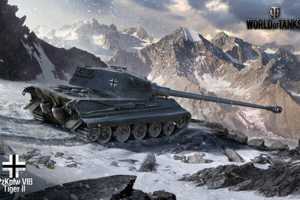 Screenshot from the game Tanks. Tank in the mountains