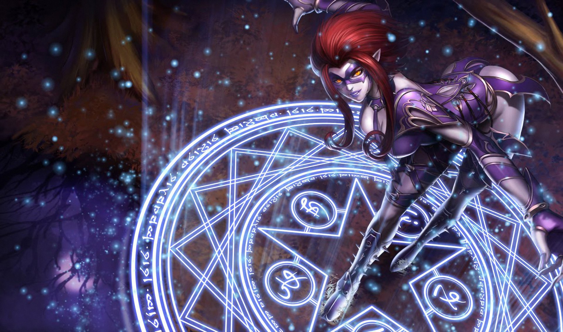 ligue des légendes lol evelynn fille costume masque pointes pentagramme magie