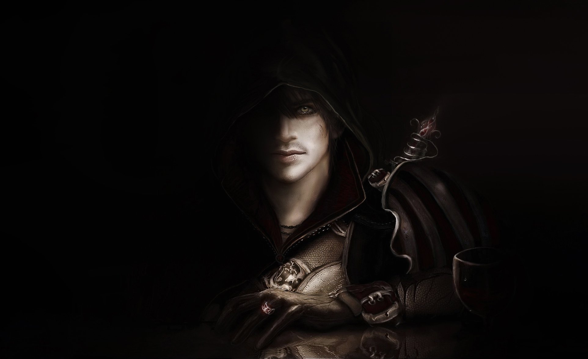 assassins creed ii no es ezio hombre capucha capa fondo negro