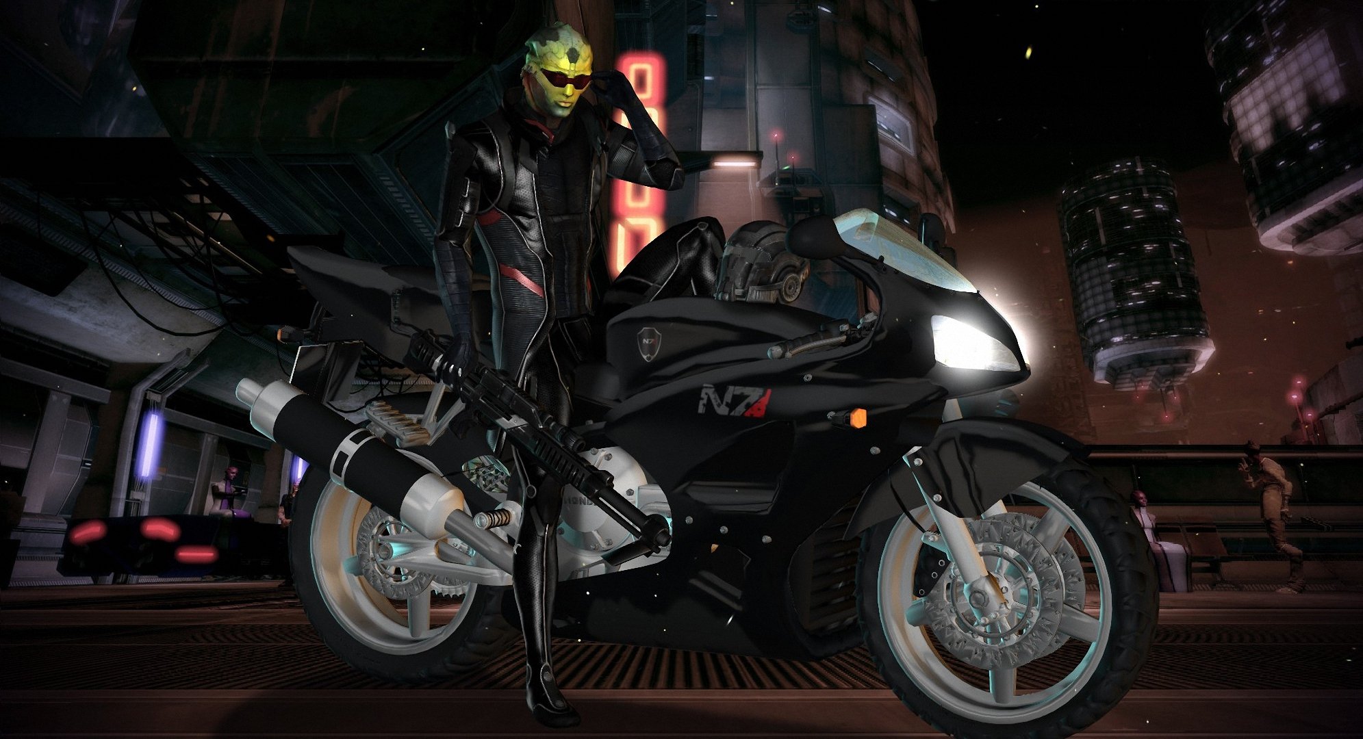 fan art mass effect tan thane omega motocicleta n7