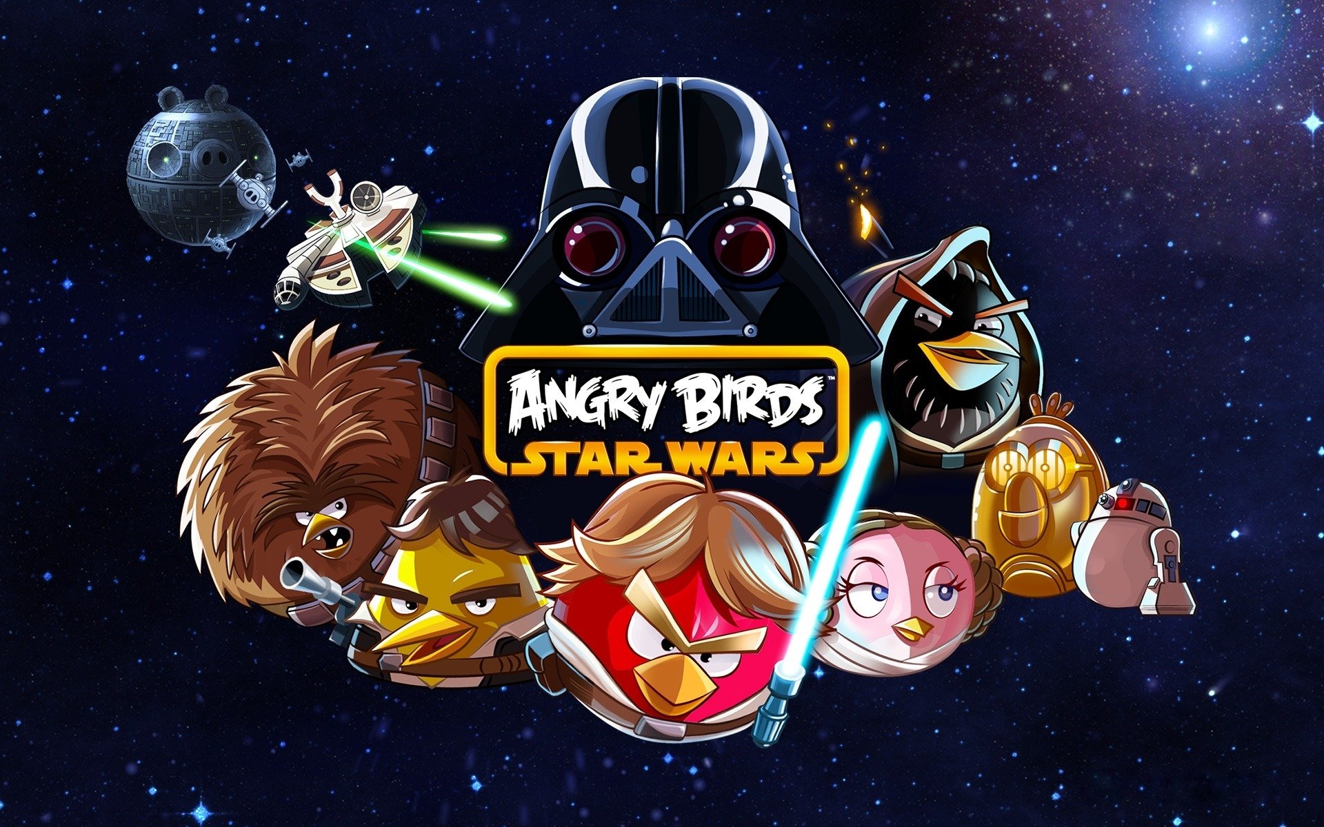 tar wars angry birds angry birds darth Vader Luke Skywalker Obi-Wan Kenobi Han Solo Chewbacca droids death star millennium falcon