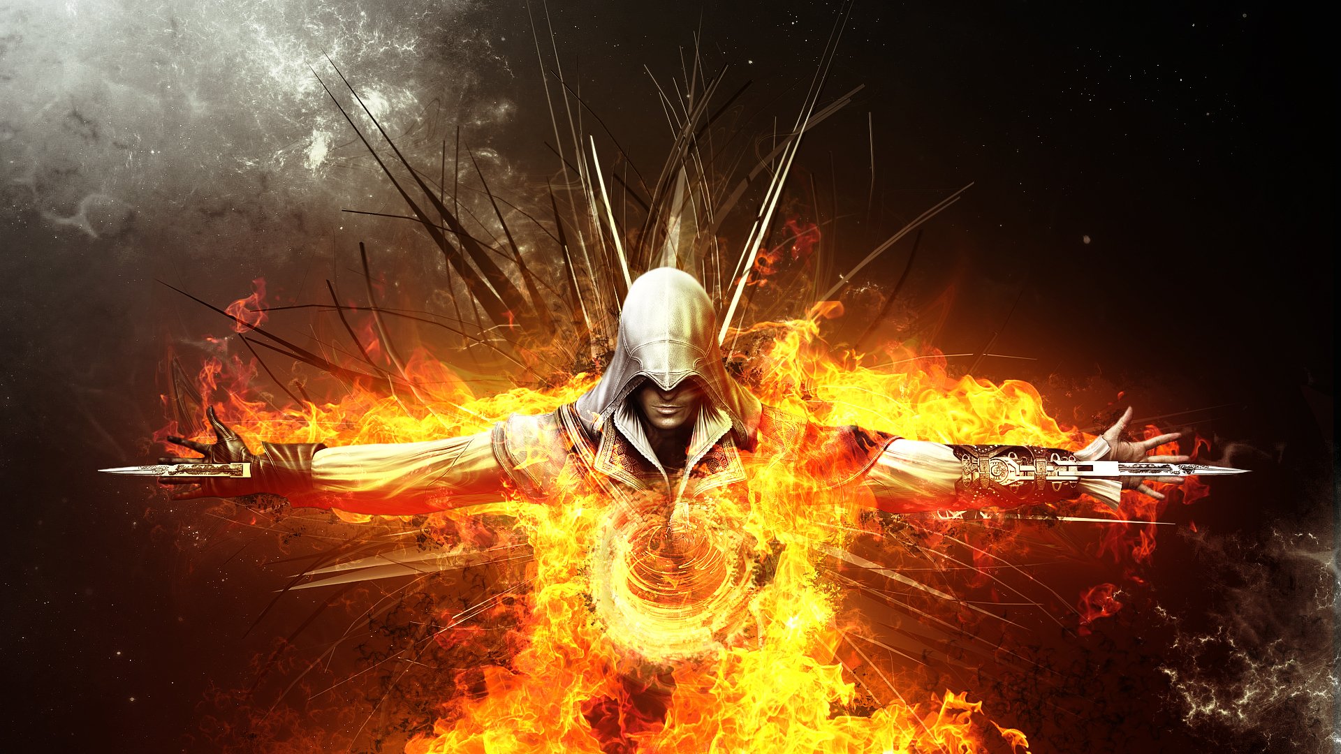 assassins creed 2 ezio auditore da firenze assassin fear assassins creed killer flame fire blade abstract art