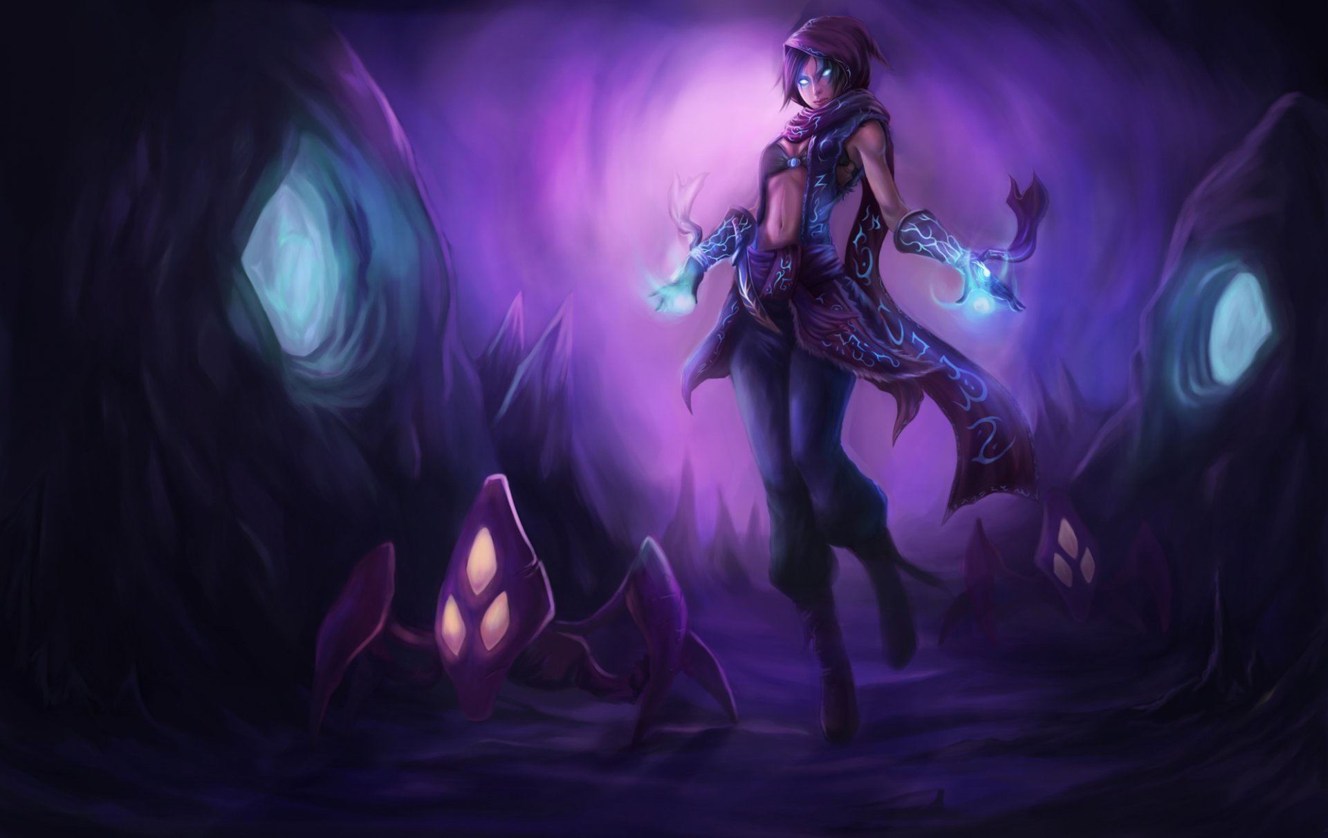 league of legends malzahar mädchen magie kapuze runen umhang