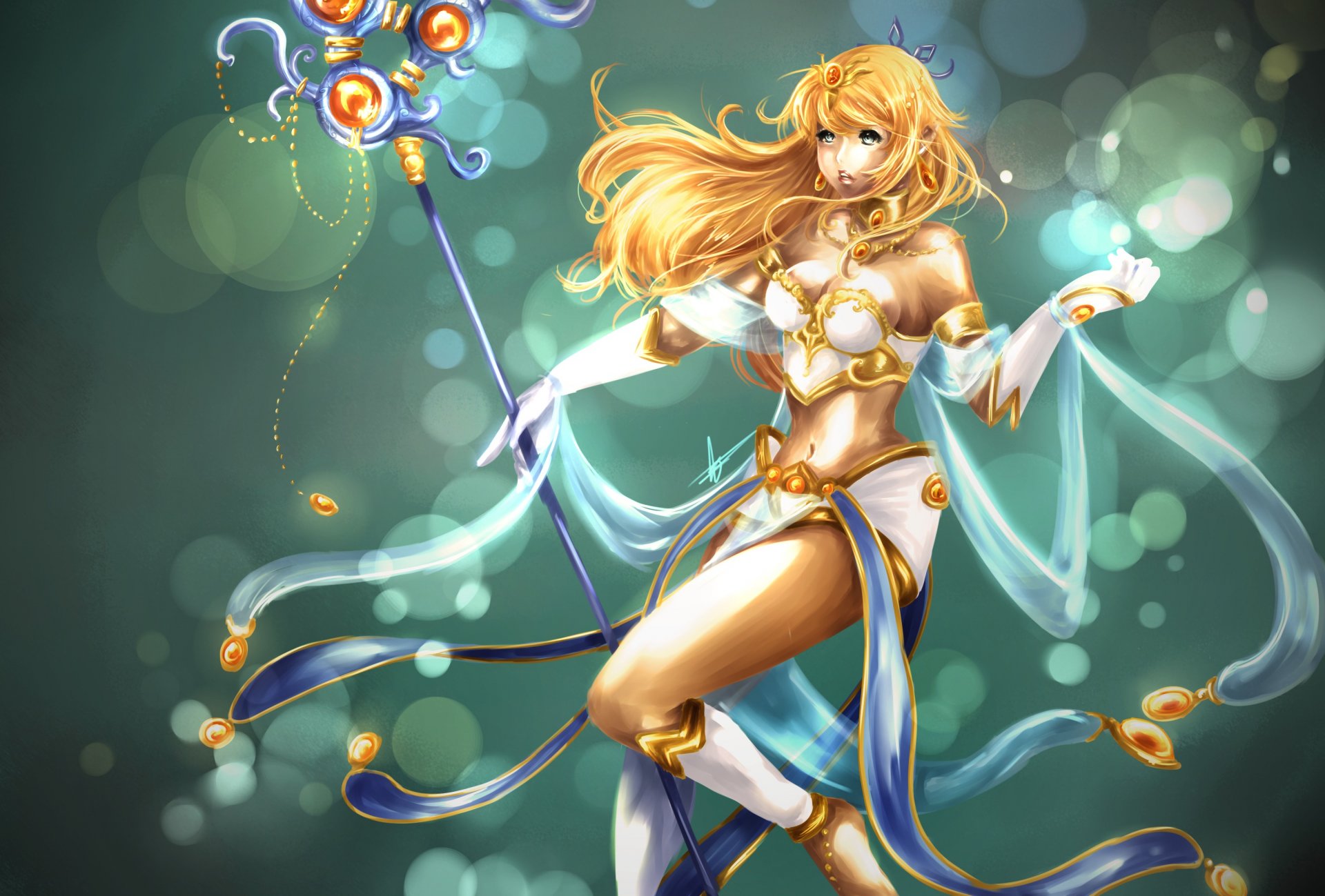 league of legends lol janna fanart girl staff tapes decoration reflection