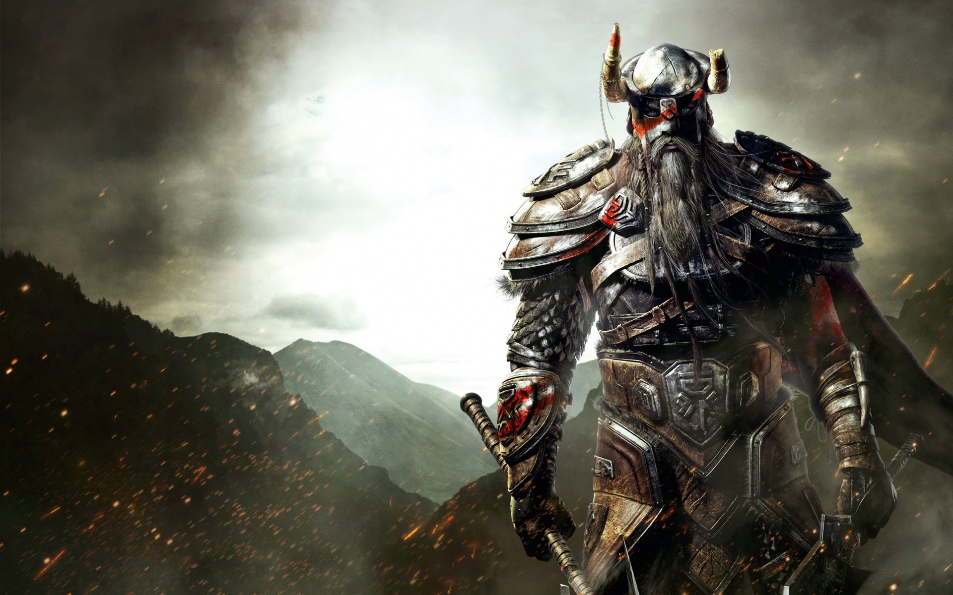 the elder scrolls online viking viking rüstung schwert axt bart berge alte schriftrollen