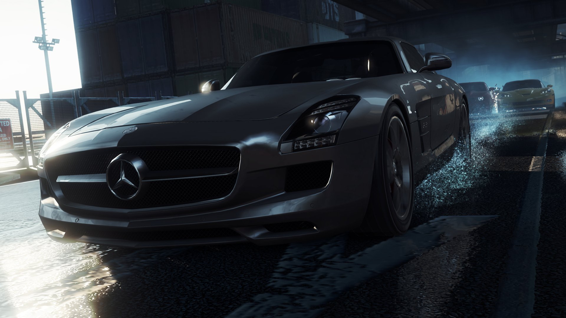 need for speed most wanted 2012 mercedes-benz sls amg gara costoso fari