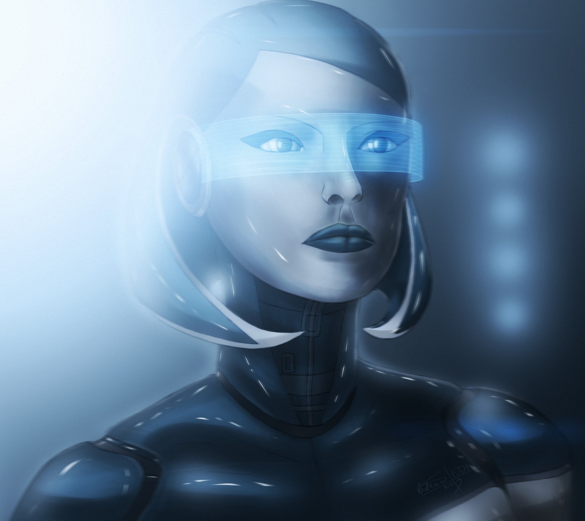 bdraw2012 lastovka dmitry mass effect edi suzi androide robot luz chica