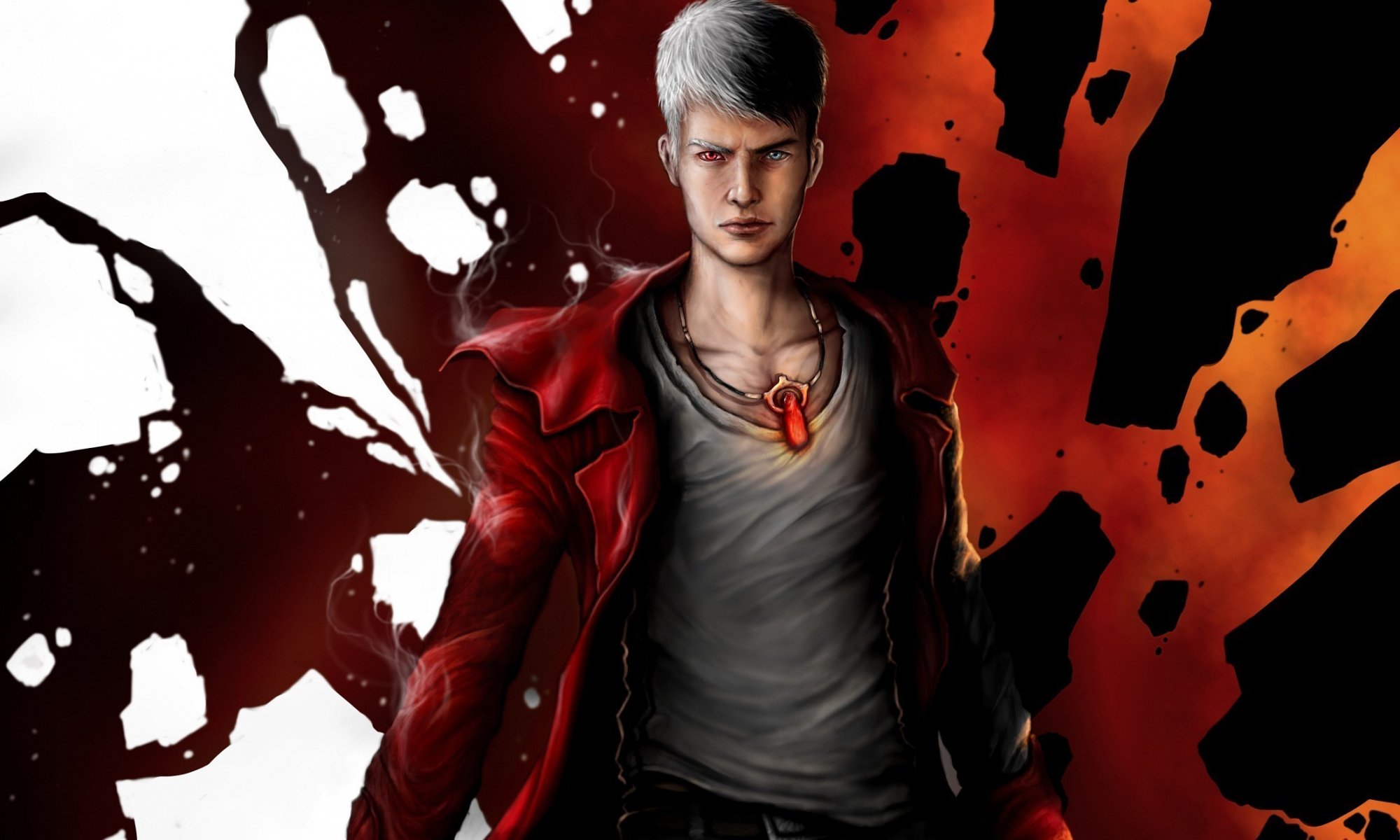 kunst devil may cry dante kerl anhänger verschiedene augen abstraktion umhang