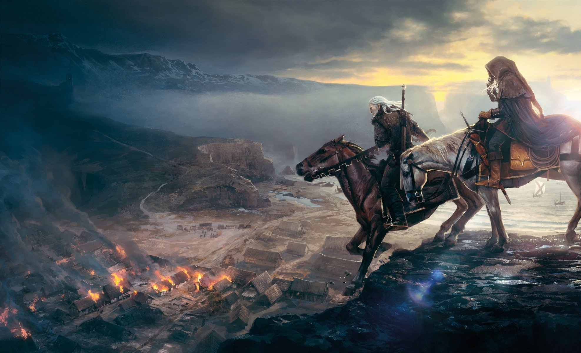 the witcher 3: wild hunt the witcher horse horseman town