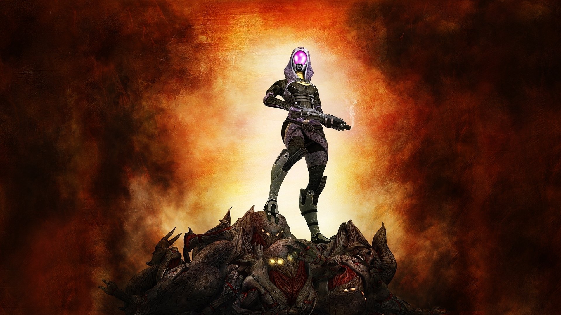 mass effect 3 fan art tali reaper arme fond