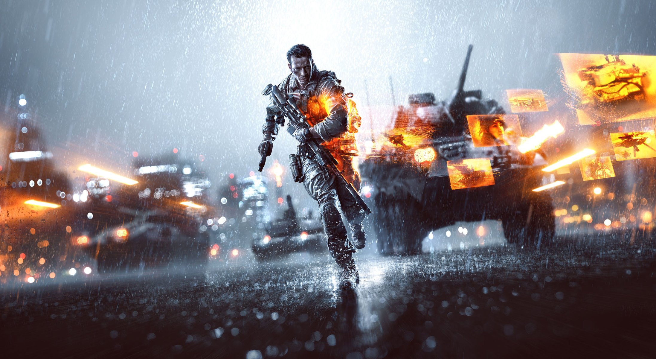battlefield 4 bf4 men running weapon sniper rifle gun rain industrial complex military equipment tank ea digital illusions ce electronic arts dice