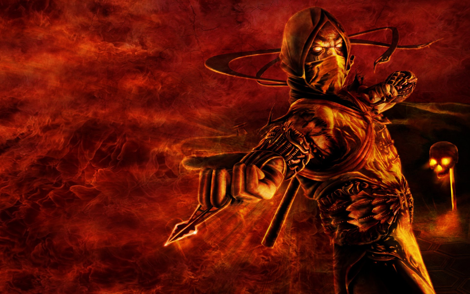mortal kombat scorpion ninja fire supplies skull feisty