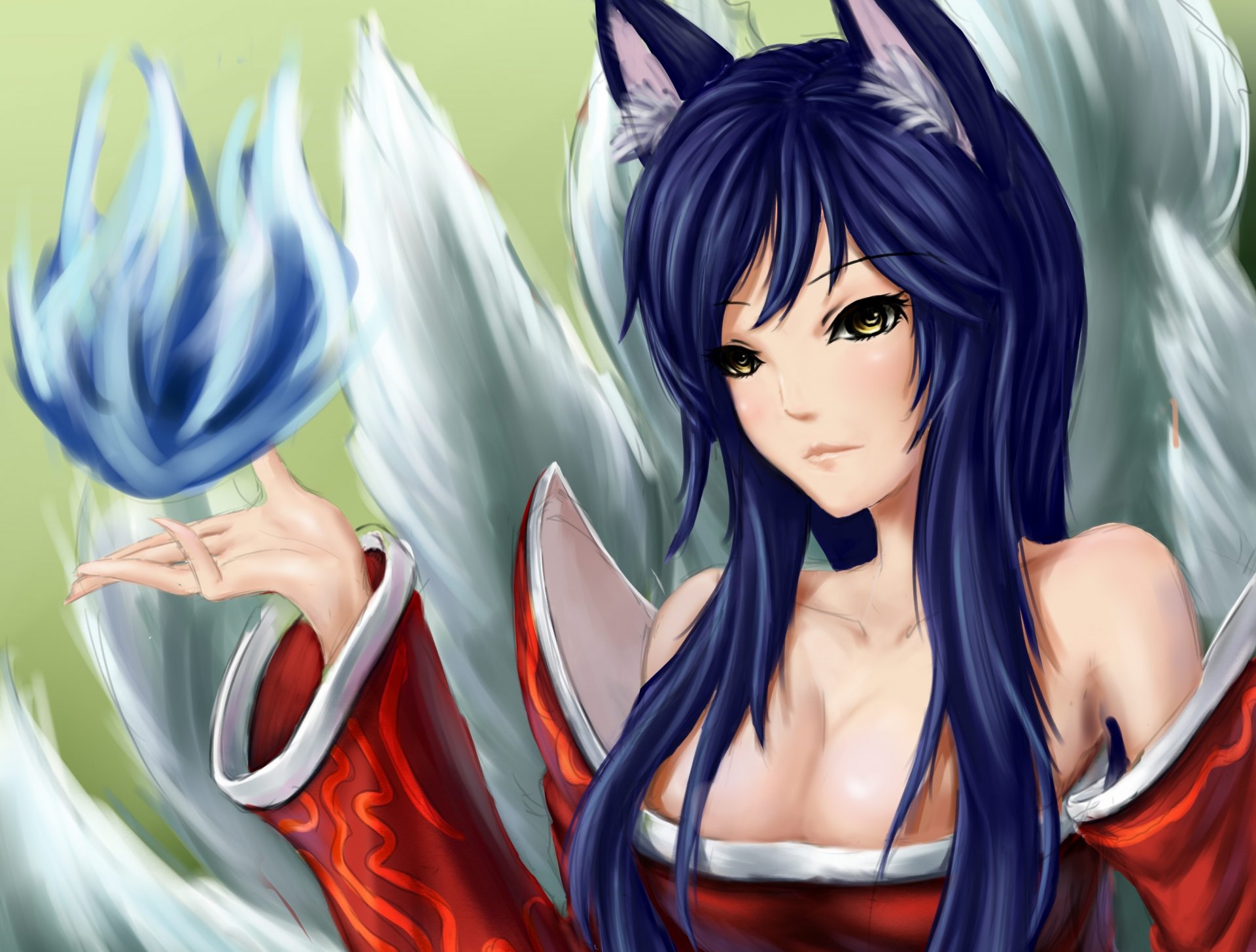 league of legends ahri mädchen hand magie ohren