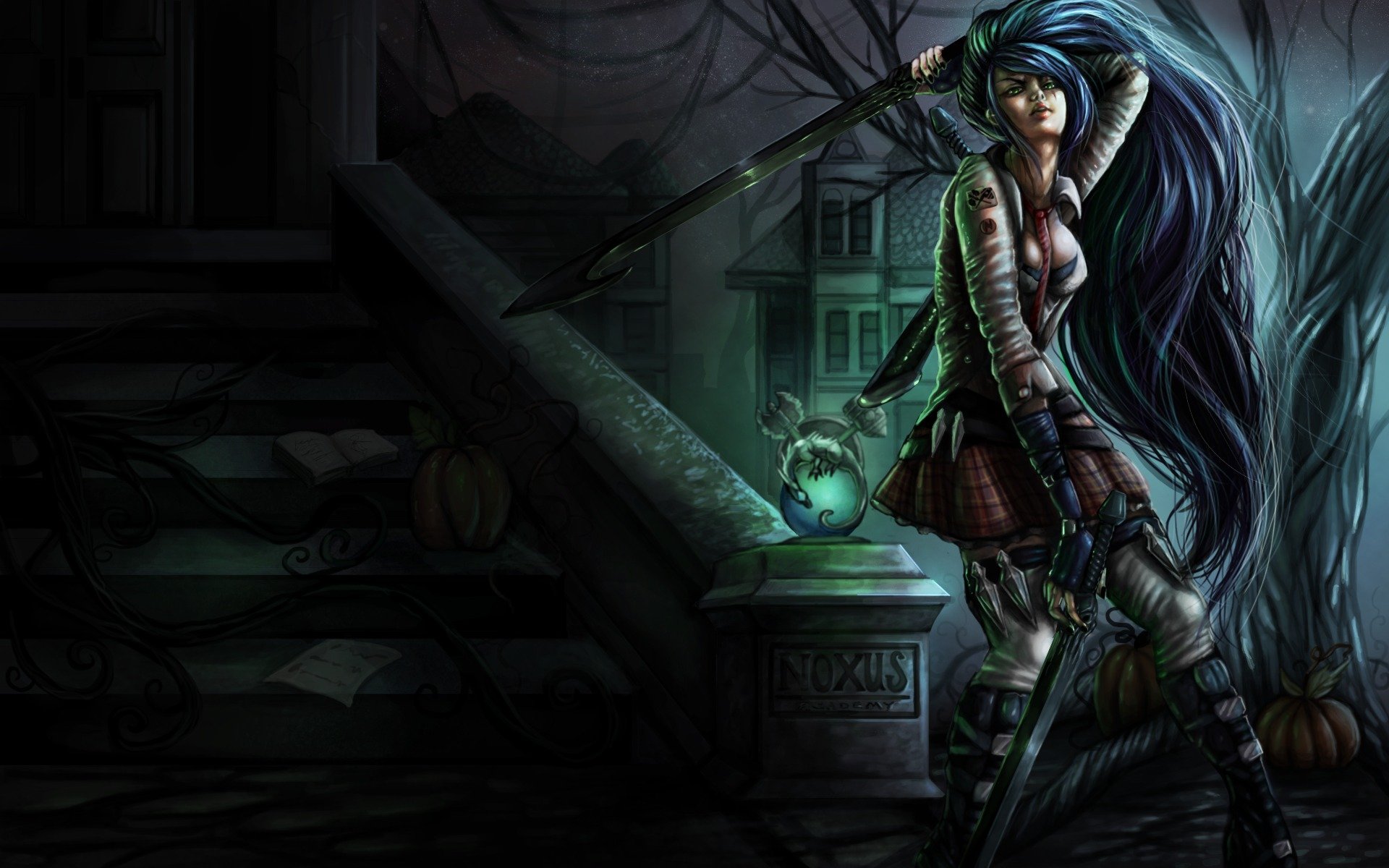 league of legends noxus academy katarina ragazza spada armi gradini zucca