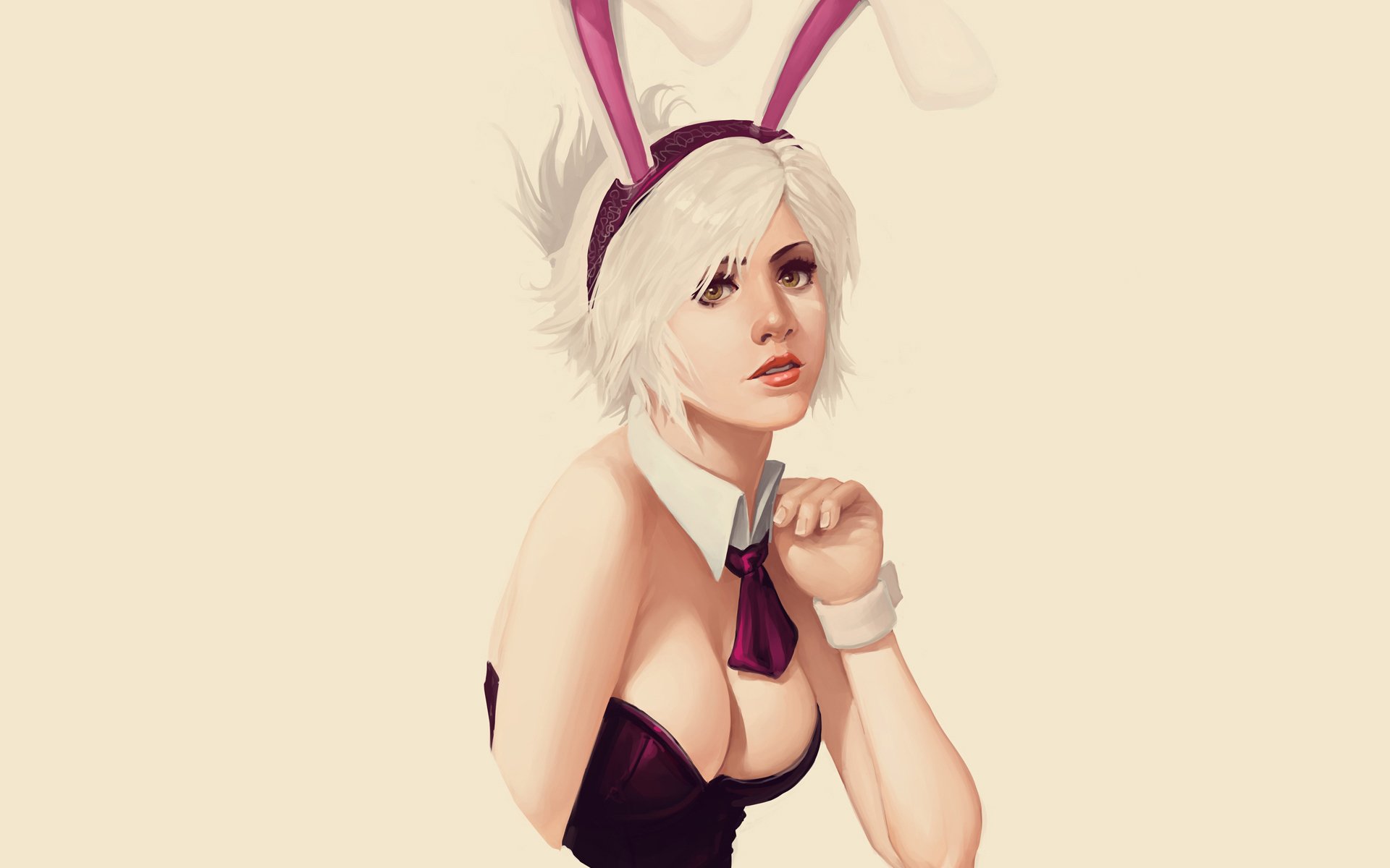 league of legends lol lacerato ragazza orecchie cravatta scollatura minimalismo