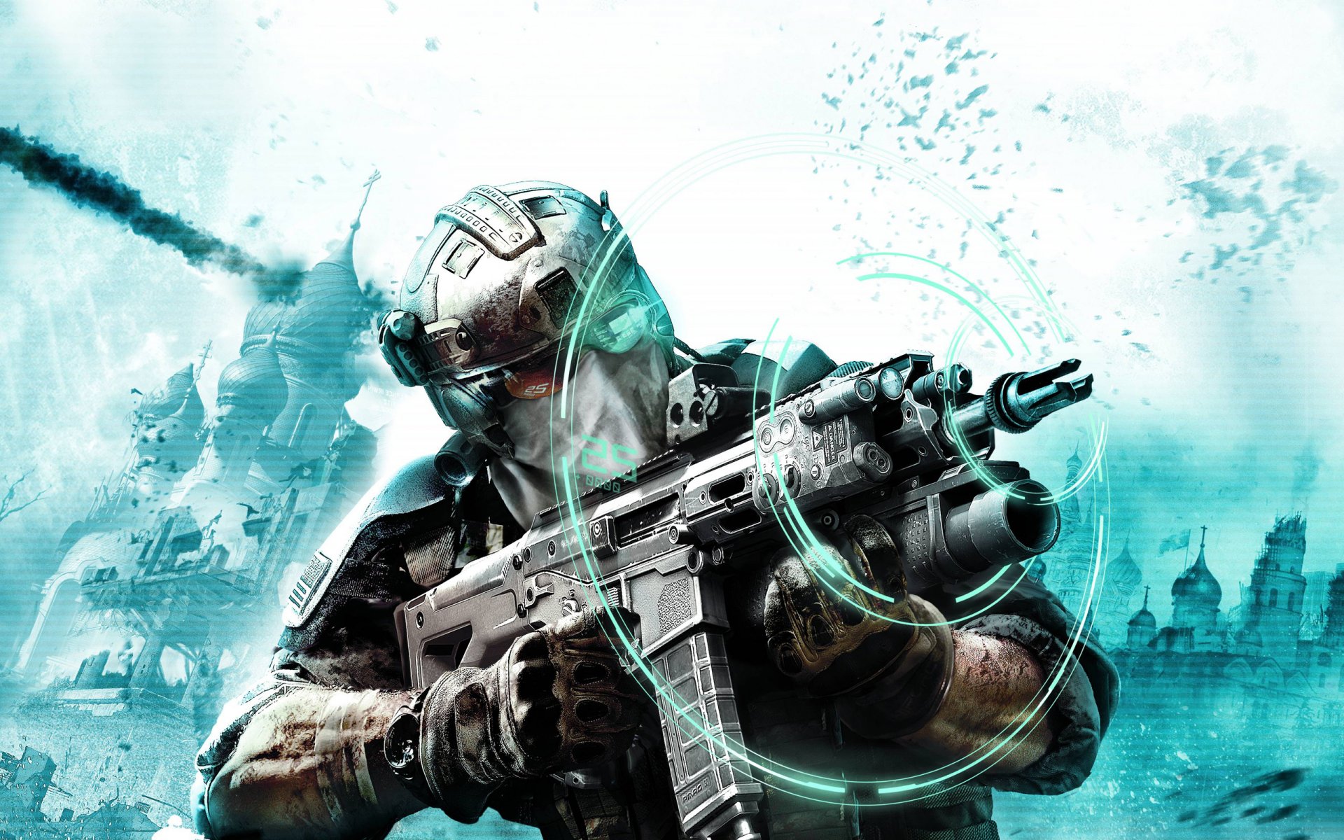 ghost recon: future soldier ghost squad tom clancy arme soldat hologramme lunettes gants vue fusil d assaut camouflage église explosion grève arctique