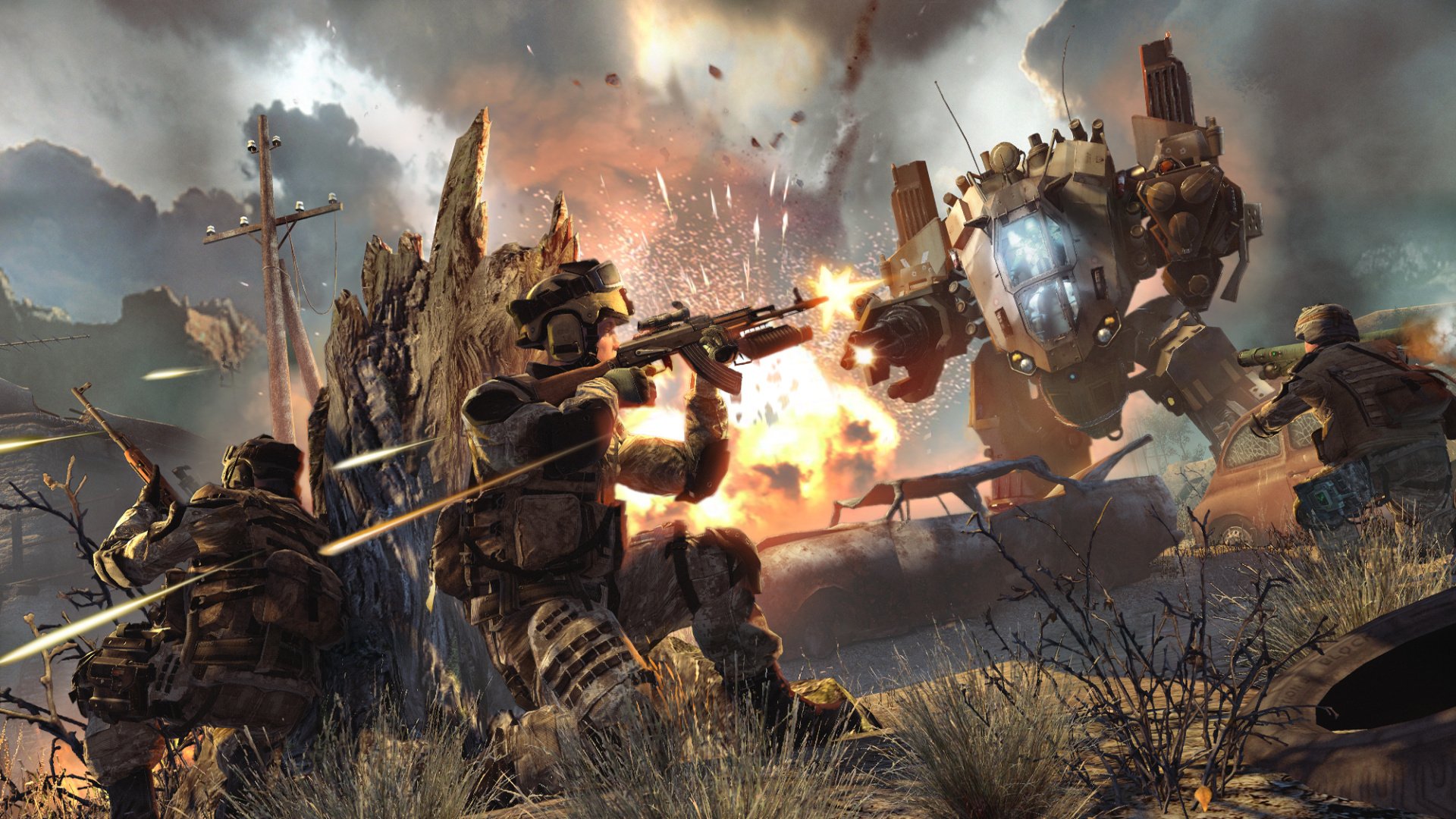 warface game war shooting robots men explosion