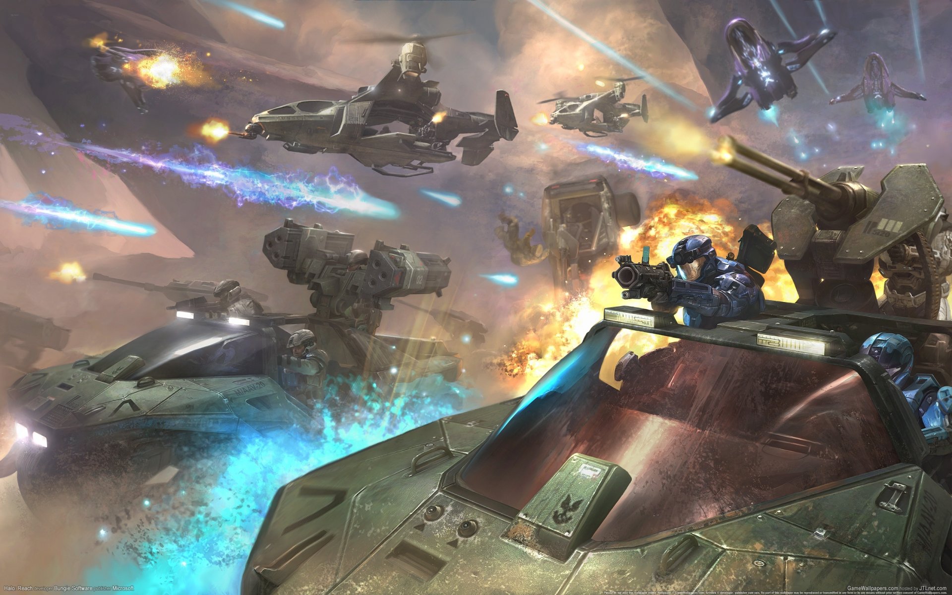 halo: reach wallpaper games sci-fi future spaceships fire alien world planet halo ring world alien planet space fiction future landing paratroopers soldiers shooters covenants assault ships battle weapons explosions flashes plasma vyst