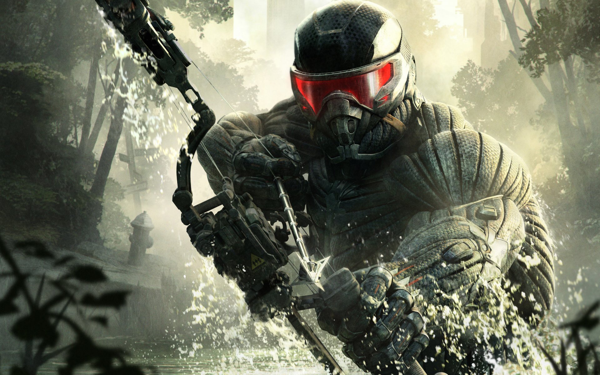 crysis 3 nanocostume new york ruine soldat arme arc flèche feuille arbres crytek