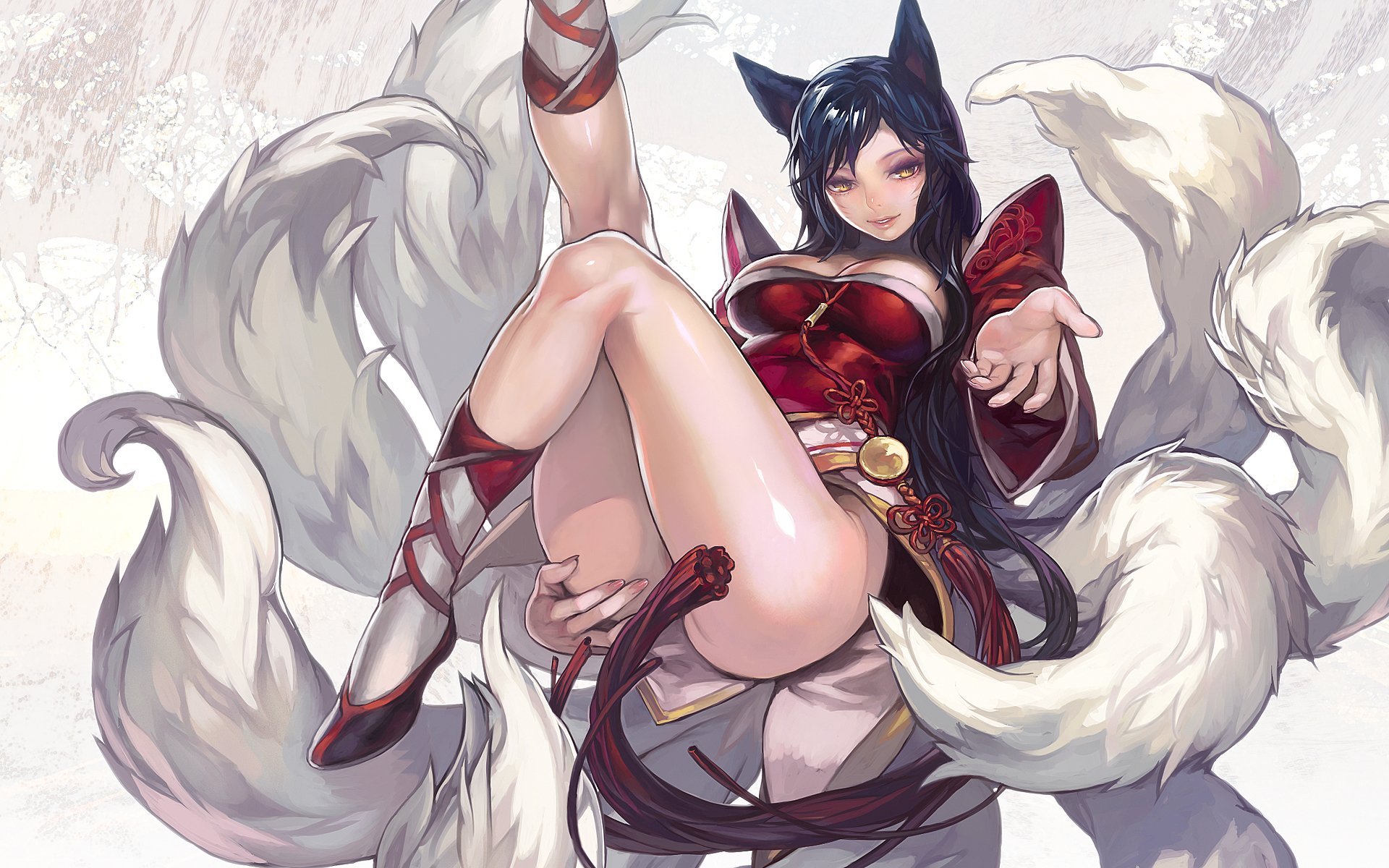 лига легенд ahri хвосты уши девушка