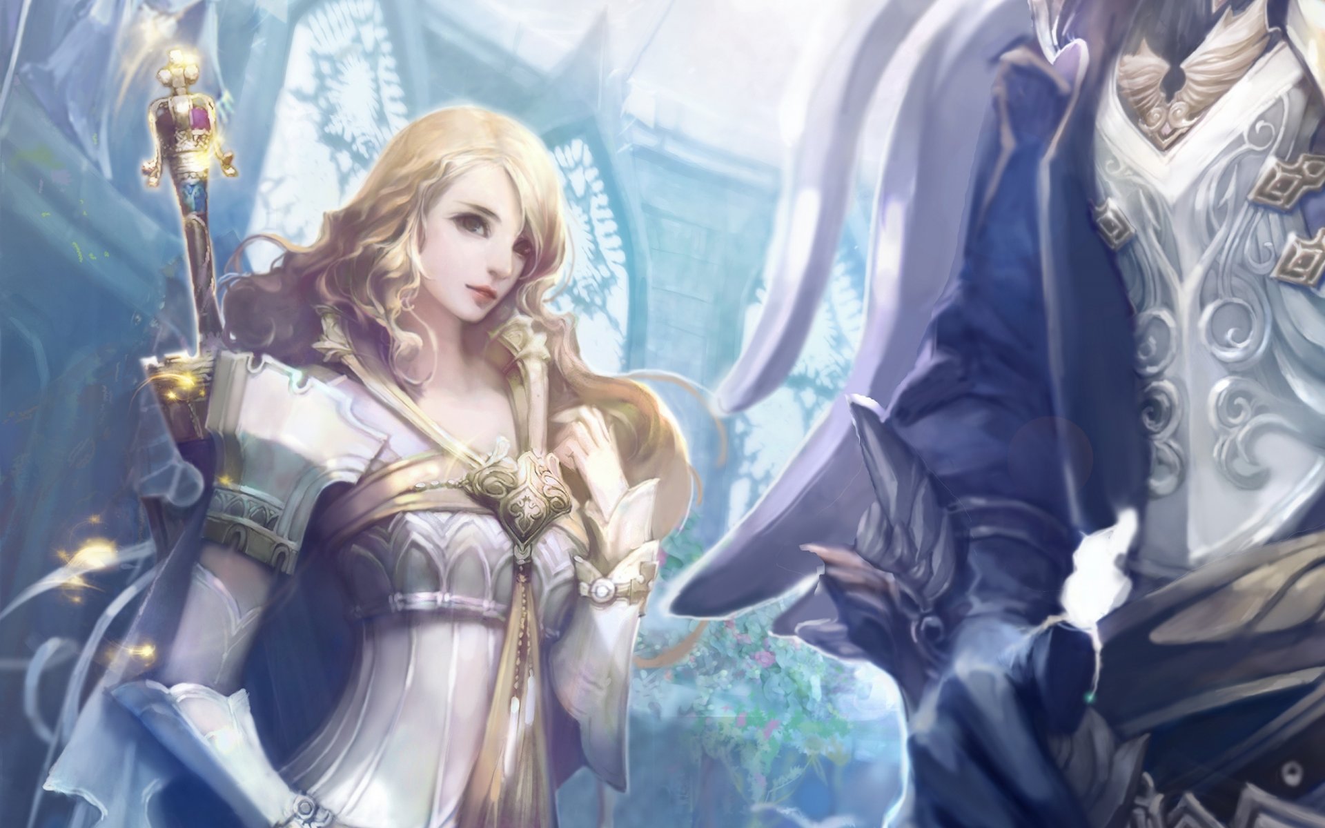aion : башня вечности обои игры эльф девушка пожар магия элийцы огонь жезл волшебство
