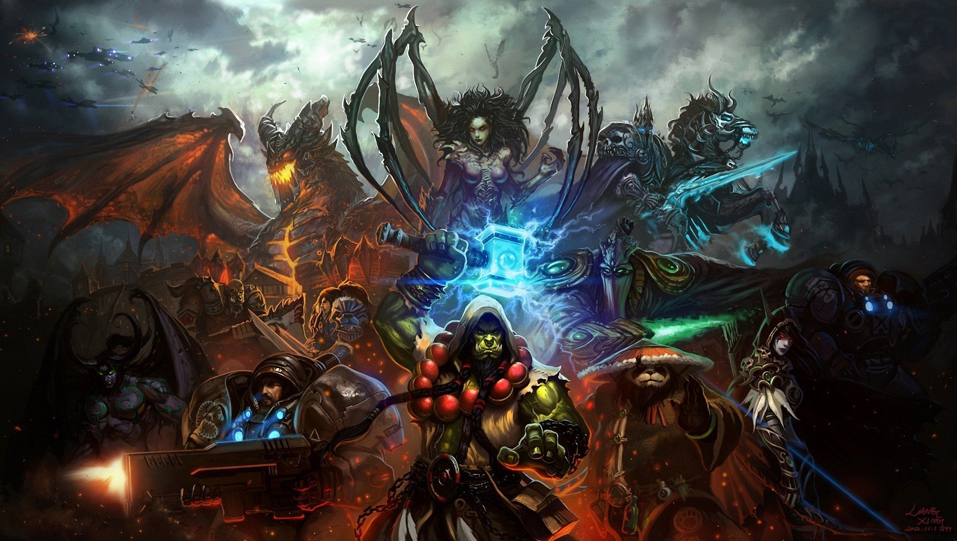 art liang xing world of warcraft pandaria brumes starcraft personnages orc panda sarah kerrigan armes navires