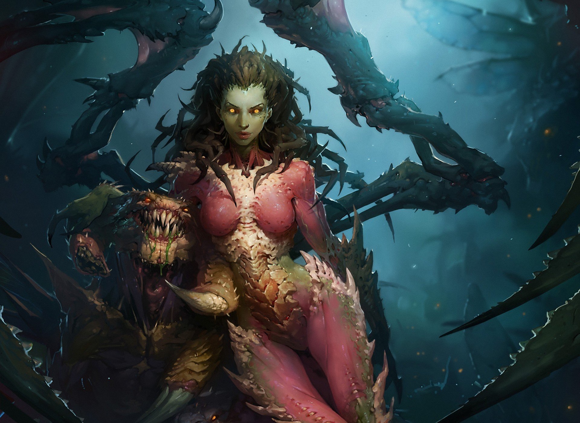 art ld austin starcraft sarah kerrigan girl monsters wing