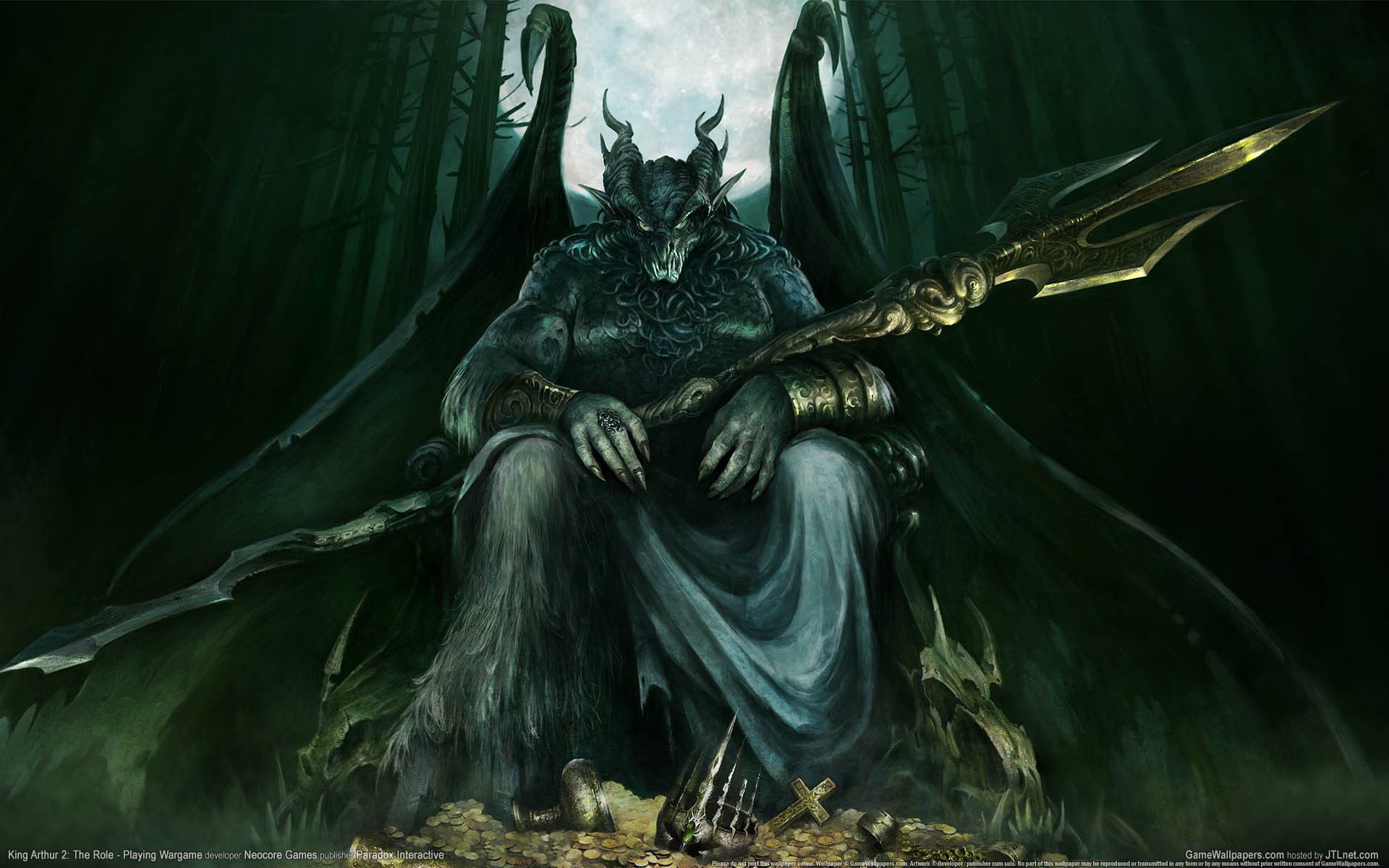 könig arthur 2 rolle-gespielt von wargame dämon monster flügel hörner mond wald waffen schatz
