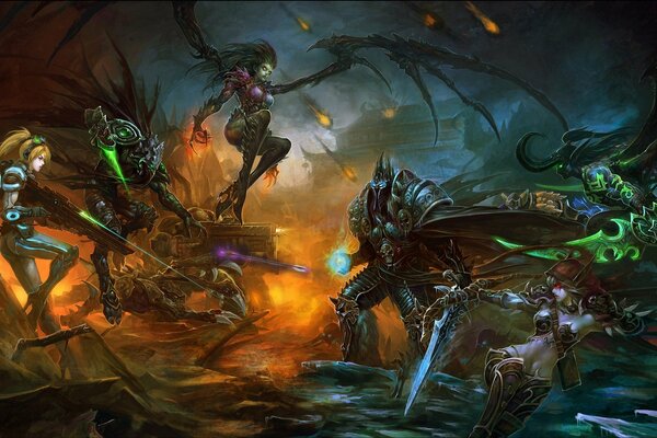 Die Vertok-Flügelfrau Sarah Kerrigan im Kampf des Feuers