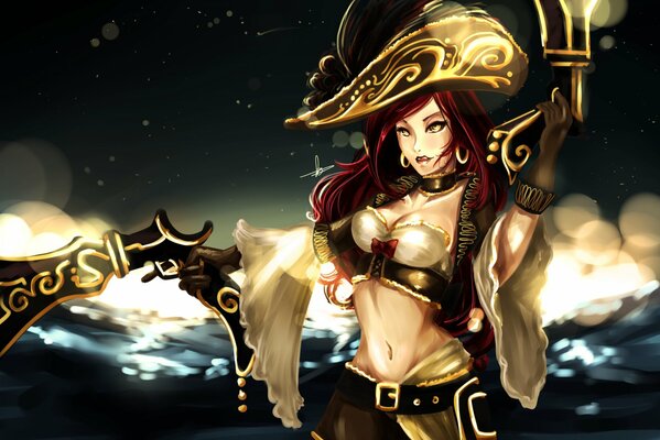 Bella ragazza pirata dal gioco Miss Fortune