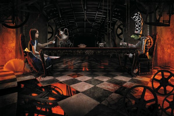 Alice y el Sombrerero Loco hacen té