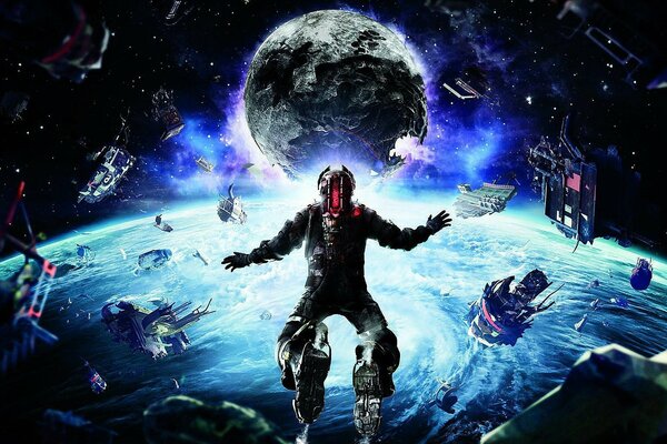 Art from the game Dead space 3. A man in outer space
