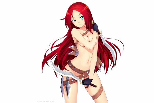Liga de leyendas, Katarina desnuda sobre fondo blanco, arte