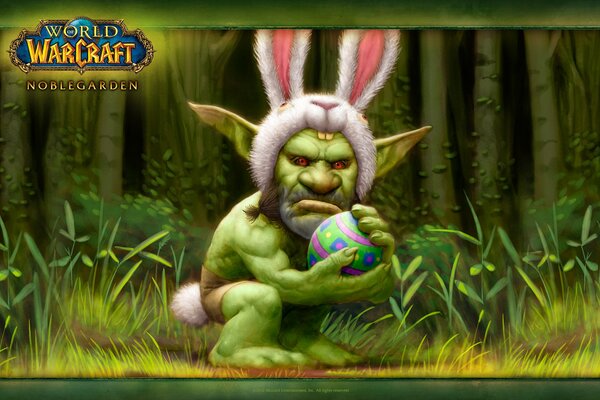Oster-Ork aus der Welt von Warcraft mit Ei