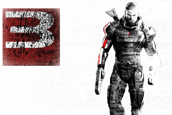 Mass effect 3 logo sur fond blanc