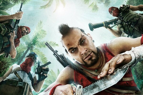 Hombres con armas de un juego de ordenador