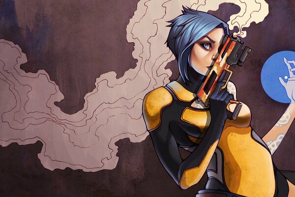 Personaje de juego de chica con pistola