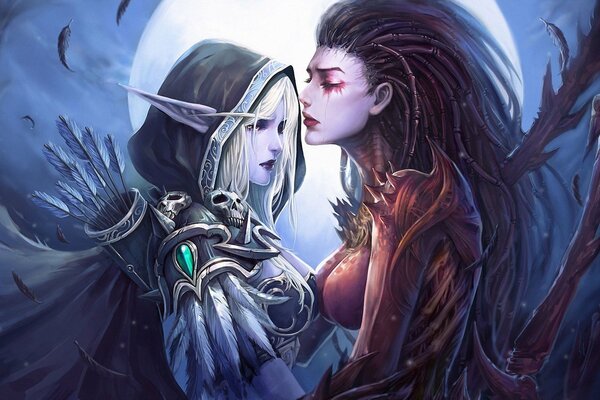 Мир warcraft Сильвана ветрокрылая и Сара Керриган со слезами
