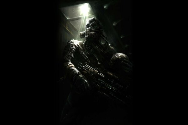 Metro 2033 pokazuje człowieka w prtivogaz