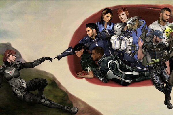 Персонажи Mass Effect пародирующее изображение