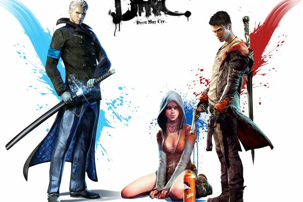 Les héros du jeu se tiennent avec des épées