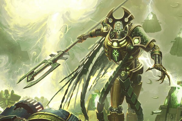 Ein Overlord-Nekron mit einem Dreizack in den Händen