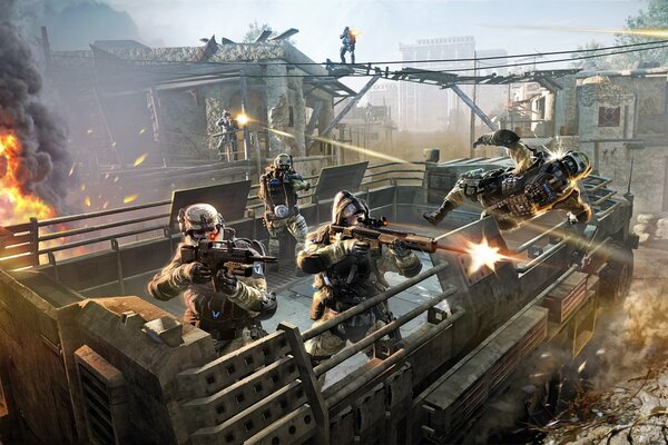 Tiroteo entre soldados en el juego Warface