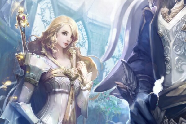Красива эльфийка с мечом за спиной из игры aion