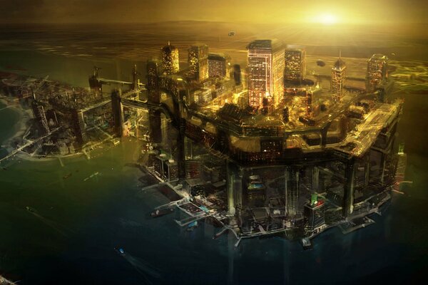 The city of the future located on the water